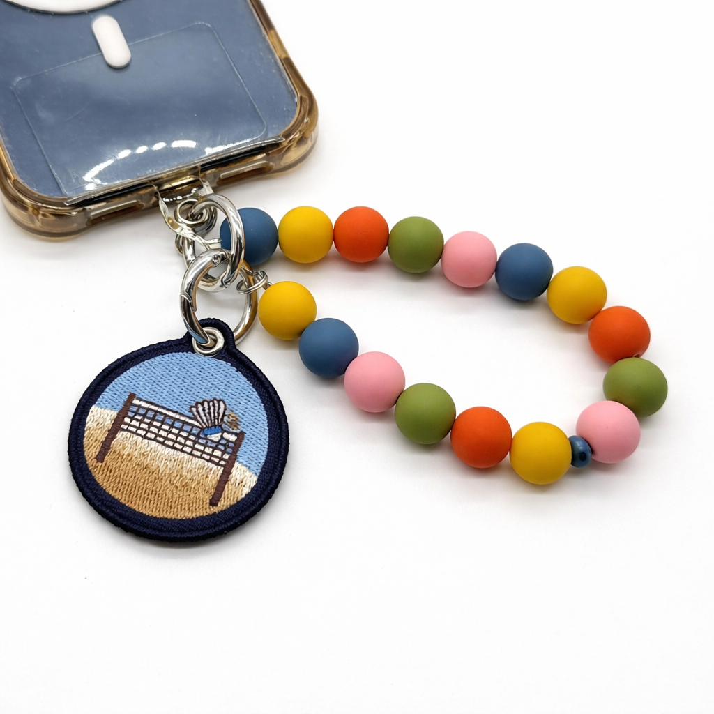 Badminton Beaded Wrist Phone Charm