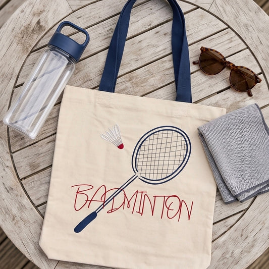Embroidered Badminton Canvas Shopper & Court Tote Bag