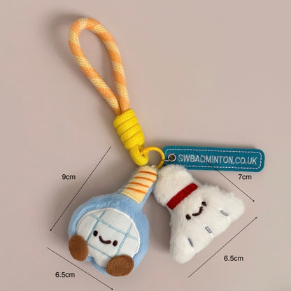 Mini Racket & Shuttlecock Plush Bag Charm Duo / Badminton Sports Bag Charm