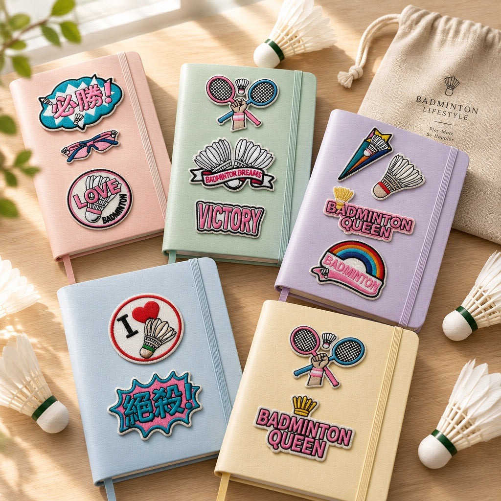 Badminton Iron-on & Adhesive Embroidered Badges Set (Set of 13)