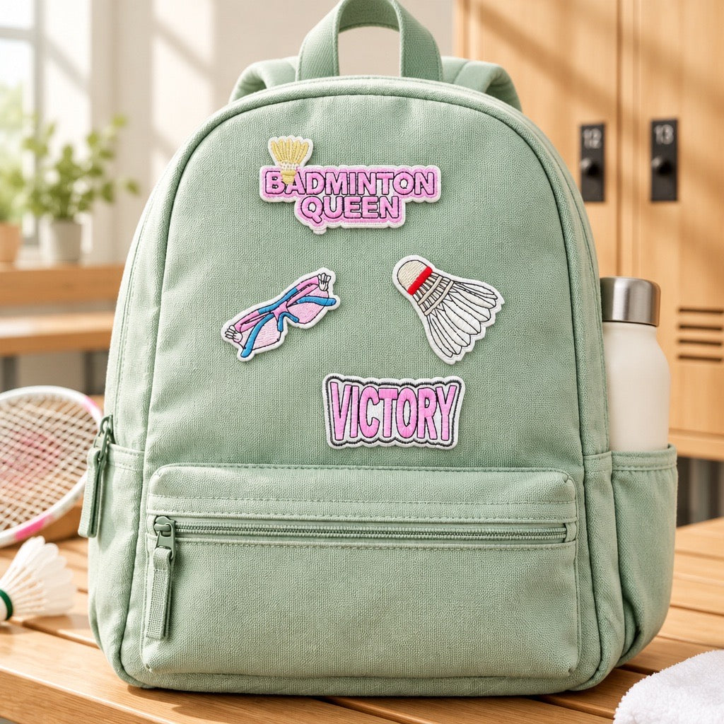 Badminton Iron-on & Adhesive Embroidered Badges Set (Set of 13)