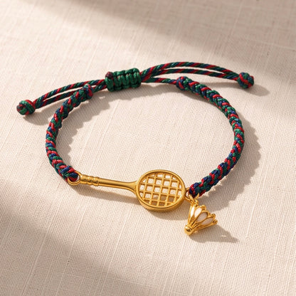 Badminton Racket & Shuttlecock Charm Cord Bracelet