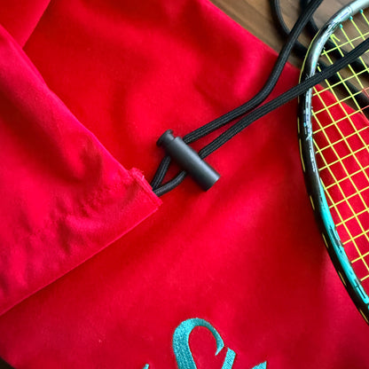 SW Badminton Premium Velvet Badminton Racket Cover Sleeve / Soft Drawstring Pouch (Fits 1-2 Rackets)