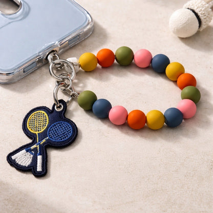 Badminton Beaded Wrist Phone Charm