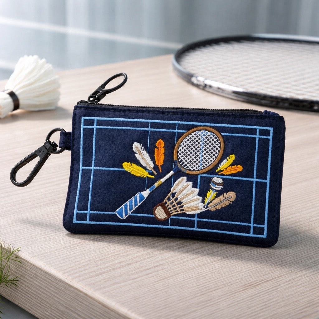 Badminton Racket & Shuttlecock Zipper Pouch