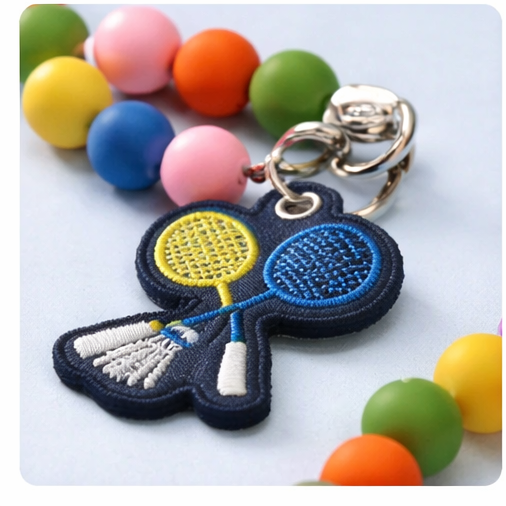 Badminton Beaded Wrist Phone Charm