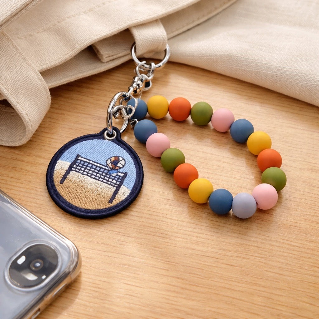 Badminton Beaded Wrist Phone Charm