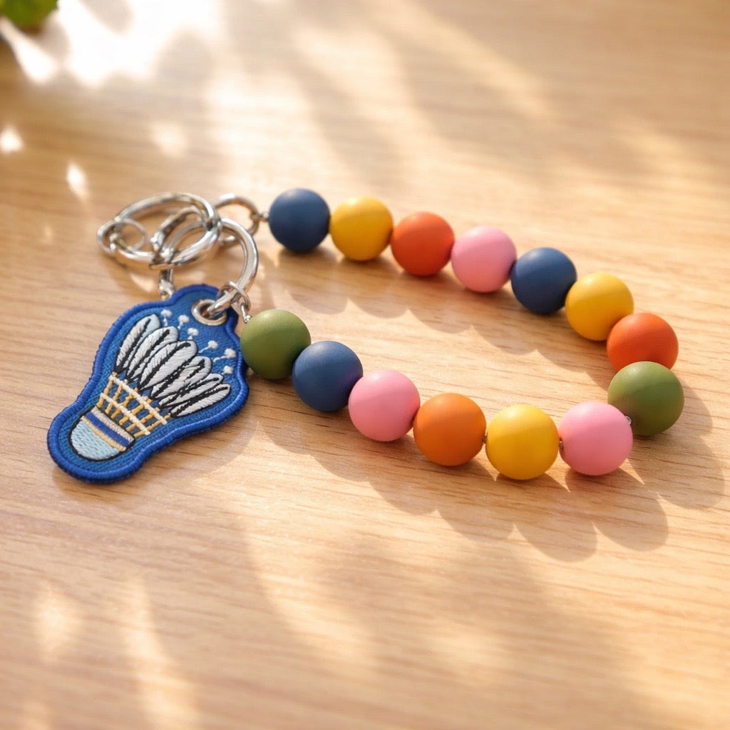 Badminton Beaded Wrist Phone Charm
