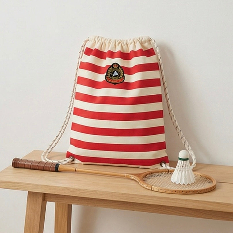 Badminton Striped Drawstring Backpack